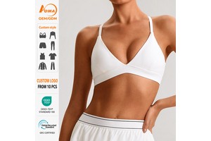 Top Deportivo Mujer Custom Logo Lightweight Breathable Simple U-NECK Strappy Sports Bra For Women Yoga Workout