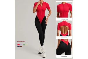 beautiful back fitness jumpsuit contrast color stitching jumpsuit running sports yoga suit sports jumpsuit