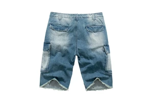 Men's Distressed Wash Breathable Eco-Friendly High-quality Cotton Denim Jean Shorts Mid Waist Straight Fit Casual Summer Solid