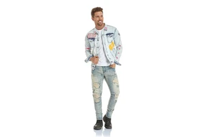 New Printing Denim Jacket Men Casual Solid Jacket Men's Spring Jean Jacket