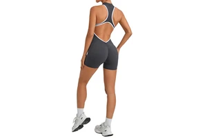 2026 New Sports One Piece Active Wear Running Gym Yoga Cloth Color-Block Jumpsuit Woman