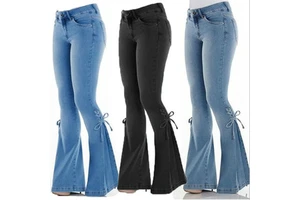Hot Sell Women'S Blue Denim Jeans New Arrivals Fashion Denim Flare Pants Skinny Leg Women High Bell Bottoms Jeans Plus Size 3Xl