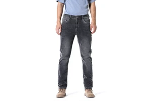 Men's OEM Drop Shipping Denim Trousers Solid Business Slim Jeans Grey Denim Men Jean Pants for Cowboy