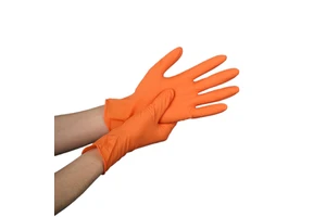 8-mil Heavy-Duty Orange Nitrile Disposable Safety Gloves with Raised Diamond Texture Waterproof Industrial Work Gloves