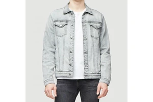 Custom Embroidered Logo Vintage Autumn Cotton Spandex Slim Fit Bomber Denim Coats Men Jean Jackets