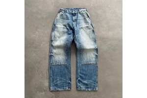 Customized High Quality Distressed Selvedge Carpenter Washed Men's Denim Jeans Vintage Straight Style for All Seasons