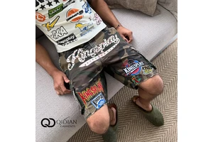Factory Custom Men's Vintage Y2K Camo Cargo Shorts Streetwear Distressed Baggy Denim Shorts Custom Graphic Digital Print