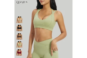 High-Intensity Shockproof Gym Fitness Sports Bra Tank Top Custom Logo Beautiful Back Whit Built in Removable Padding