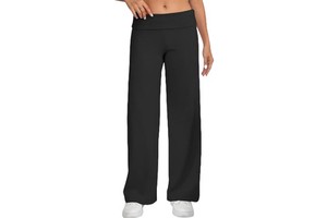 Women High Waist Wide Leg Yoga Pants - 80% Cotton Elastic Waist Breathable Loose Gym Fitness Lounge Trousers Summer