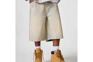 Men's Quick-Dry Casual Style Short Jeans Customizable Drop Crotch Anti-Wrinkle Breathable Fabric Solid Fashionable Hot Shorts