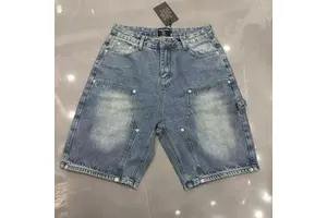 MIXED EMOTION Summer New Men's and Women's Trendy Embroidered Rivet Hip-hop Washed Denim Shorts