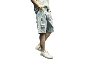New Arrived Denim Shorts for Men in Summer Thin Loose and Trendy Wearing Cropped Pants for Men OEM