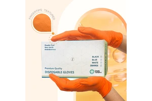 Chemical Resistant Waterproof Construction Orange Nitrile Gloves for Pcs Box Hand Protection Powder Free CE EN388 Certified