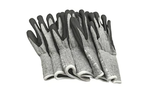Seamless Knitted Anti-Cut Industrial Work Gloves Grey Speckled Nitrile Coated Automotive Use ANSI/ISEA Cut Level F Customizable