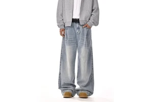 Manufactory Custom Style or Logo ODM Y2K Men's Baggy Jeans Pants Trendy Casual Wide-Leg Denim Pants High Street Trousers