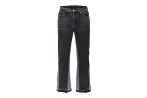 2026 High Quality Men's Cotton Jeans Casual Black Gray Splicing Retro Washed Customized Flare Pants Men's Denim Trousers