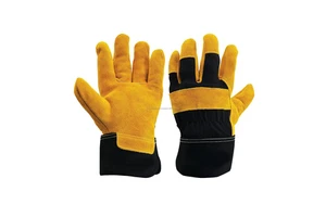 Black Yellow Leather Comfort Fit Safety Gloves Heavy Duty Cotton Cut Tear Resistant for Industrial Use for Machine Handling