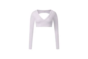 Wholesale Women's Brushed Deep V Cut Out Back Compression Crop Yoga Top