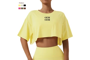 Fitness Yoga Wear Women Fitness Gym Crop Top Short Sleeve T-shirts for Gym Active Wear