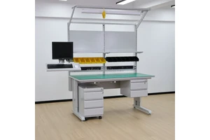 Anti Static Workbench Designed For For Cleanroom Industrial Applications With LED Light Power Rail and Tool Storage