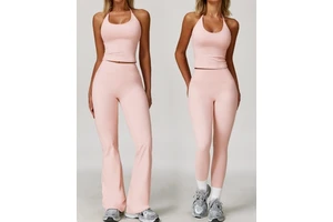 High Waist Butt Lifting Yoga Pants Yoga Sets Quick Drying Breathable Casual Wear Halter Adjustable Neck Bra for Women