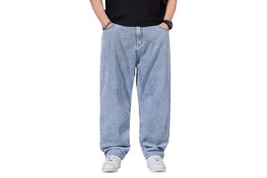 Wholesale Men Stretch Baggy Jeans Loose Fit Spandex Denim Pants Custom Hip Hop Skate Cargo Trousers Plus Size