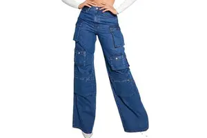 Casual High Waist Classic Women's Trousers Straight Denim Jean Breathable Pants High-Waist Cargo Custom Size Pants Jeans