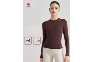 Autumn Crew Neck Fitness Yoga Top - Slim-Fitting, Figure-Flattering Base Layer Sports Long-Sleeve with Skin-Like Feel