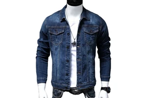 Men's Denim Jackets & Coats Slim Fit Denim Jacket Autumn Winter Casual Fashion Jeans Coat with Buttons, Plus Size Up to 4XL