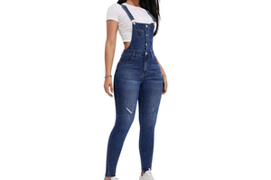 Stylish Women's Summer Denim Set Light Wash Skinny Fit Stretch Blue Overall with Bib Jumpsuit Plus Size Ladies Dresses