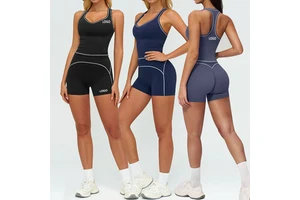 ODM Women's Yoga Set, Quick-Drying High-Waisted Three-Quarter Pants, Prap-Enhanced Support Yoga Vest, Gym Fitness Set
