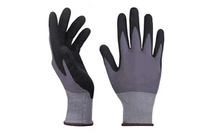 General Industrial/Mechanical Safety Gloves Nitrile Coated Palm Gray Fabric Wrist Knit Cuffs Anti-Vibration Latex-Free