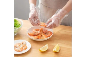 Disposable Safety Gloves PE Food Grade Catering Thickened Transparent Film Kitchen Household Boxed Pull-Out Type