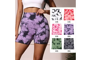 OEM New Running Shorts Gradient Women's Yoga Shorts Pants Seamless Color High Elastic Hip Fashion Tie-dyed Shorts Sportswear.