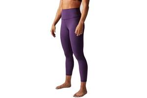 Women's High Waisted Yoga Leggings Full Length Solid Purple Spandex Nylon Pants Elastic Waist Workout Tights