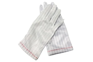 Allesd White Esd Lint Free Gloves Conductive Stripe Anti Static Safety Gloves for Cleanroom Use