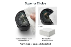 Suorec Disposable 50% Cellulose 50% Polyester Composite Non-Woven Lint-Free White 25cmx25cm Non-Sterile Cleanroom Wipes for