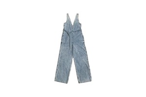 Women's Denim Jumpsuit Sleeveless V Neck Cotton Overalls High Waist Straight Leg Long Pants Belted Light Blue Washed Jean Romper