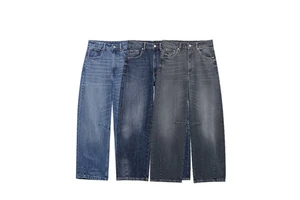 Factory Wholesale Men's Black Straight Washed Wide-Leg Jeans Simple Loose Style Knitted Denim Fabric Street Fashion Casual Style