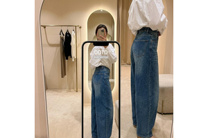 Y2K American Casual Curved Banana Straight-leg High Waist Denim Summer Women's Jeans