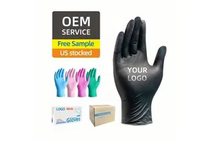 Medical Factory Wholesale OEM 100 Pack Black Disposable Nitrile Gloves Powder-Free Latex Free 5MIL Food Grade Puncture Resistant
