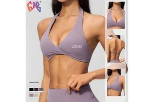 Cream Feel Sports Bra Women Halter Adjustable Backless Lifting Yoga Bra Running Fitness Top Gym Activewear