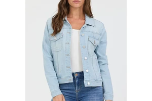 Custom Women's Embroidered Denim Jacket Relaxed Fit Button Up Jean Jacket For Women