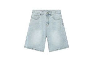 Rainbow Spray New Style Wholesale Men's Summer Baggy Denim Shorts Vintage Low Moq Loose Casual Jorts Washed Shorts for Men