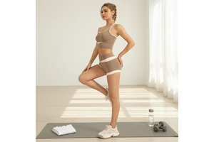 Yoga Set Women's Contrast Short Sports Yoga Set Beautiful Back Three-dimensional Pattern Yoga Set