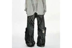 Men's Classic Long Jeans - Fashion Workwear Inspired Denim Trousers