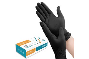 SN018 Black Nitrile Gloves 4 Mil High Quality EN420 Certified Anti-Slip Powder-Free Household Industrial Use Safety Work Gloves