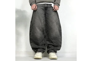 FY Y2K Clothing Plus Size Men's Jeans With Custom Loose Fit Big Wide Leg Skater Faded Super Baggy Cargo Jeans Men