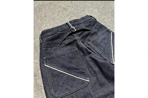 Designer Oversize Vintage Stretch Straight-leg Slim Knitted Distressed Solid Japanese Salvage Raw Selvedge Denim Pant
