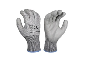 Heavy Duty Work Cutting Slaughtering Anti-cut HPPE PU Palm Coated Safety Gloves Cut Resistant HPPE PU Work Gloves